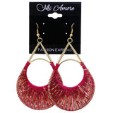 Mi Amore String Art Dangle-Earrings Pink/Gold-Tone