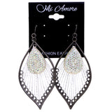 Mi Amore AB Finish Antiqued Dangle-Earrings Silver-Tone & Yellow
