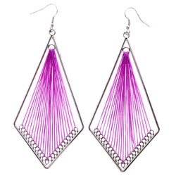 Mi Amore String Art Dangle-Earrings Purple/Silver-Tone