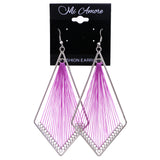 Mi Amore String Art Dangle-Earrings Purple/Silver-Tone