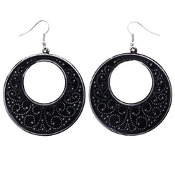 Mi Amore Antiqued Filigree Dangle-Earrings Black & Dark-Silver