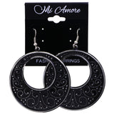 Mi Amore Antiqued Filigree Dangle-Earrings Black & Dark-Silver