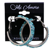 Mi Amore AB Finish Hoop-Earrings Blue/Silver-Tone