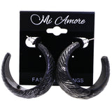 Mi Amore Feather Dangle-Earrings Black/Silver-Tone
