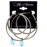 Mi Amore AB Finish Hoop-Earrings Silver-Tone/Blue
