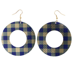 Mi Amore Plaid Dangle-Earrings Blue/Gold-Tone