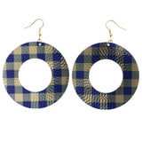 Mi Amore Plaid Dangle-Earrings Blue/Gold-Tone