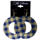 Mi Amore Plaid Dangle-Earrings Blue/Gold-Tone