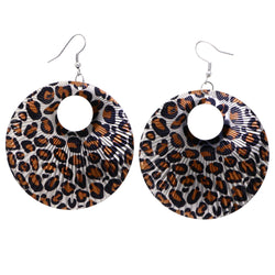 Mi Amore Cheetah Print Dangle-Earrings Silver-Tone/Orange