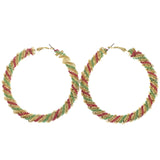 Gold-Tone & Multi Colored Metal Hoop-Earrings