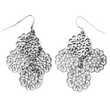 Mi Amore Flower Antiqued Chandelier-Earrings Silver-Tone