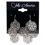 Mi Amore Flower Antiqued Chandelier-Earrings Silver-Tone