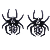 Mi Amore Matte Finish Spider Halloween Post-Earrings Black & Silver-Tone