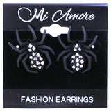 Mi Amore Matte Finish Spider Halloween Post-Earrings Black & Silver-Tone