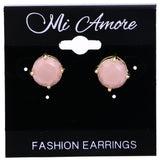Mi Amore Post-Earrings Pink/Gold-Tone