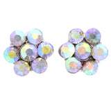 Mi Amore AB Finish  Flower Post-Earrings Silver-Tone & Multicolor