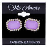 Mi Amore Faceted Post-Earrings Purple/Silver-Tone