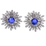 Mi Amore Flower Post-Earrings Silver-Tone/Blue