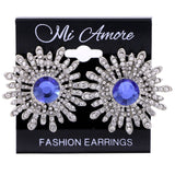 Mi Amore Flower Post-Earrings Silver-Tone/Blue