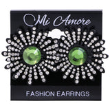 Mi Amore Flower Post-Earrings Silver-Tone/Green