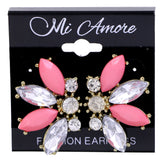 Mi Amore Post-Earrings Silver-Tone/Pink