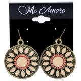 Mi Amore Antiqued Dangle-Earrings Peach/Gold-Tone