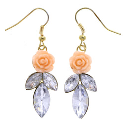 Mi Amore Rose Dangle-Earrings Peach/Gold-Tone