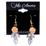 Mi Amore Rose Dangle-Earrings Peach/Gold-Tone