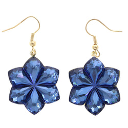 Mi Amore Flower Dangle-Earrings Blue/Gold-Tone