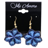 Mi Amore Flower Dangle-Earrings Blue/Gold-Tone