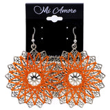 Mi Amore Flower Dangle-Earrings Silver-Tone/Orange