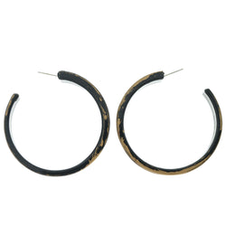 Black & Brown Colored Plastic Hoop-Earrings