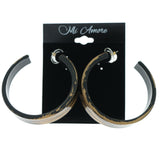 Black & Brown Colored Plastic Hoop-Earrings