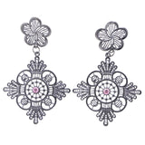 Mi Amore Flower Dangle-Earrings Dark-Silver/Pink