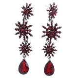 Mi Amore Flower Drop-Dangle-Earrings Red/Dark-Silver