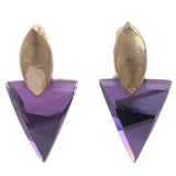 Mi Amore Post-Earrings Purple/Gold-Tone