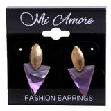 Mi Amore Post-Earrings Purple/Gold-Tone
