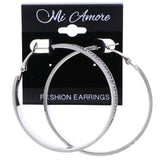 Mi Amore AB Finish  Hoop-Earrings Silver-Tone