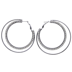 Mi Amore Antiqued Hoop-Earrings Dark-Silver/White