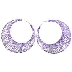 Mi Amore String Art Hoop-Earrings Purple/Silver-Tone