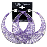 Mi Amore String Art Hoop-Earrings Purple/Silver-Tone