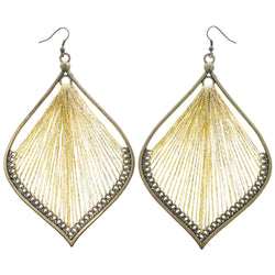 Mi Amore Antiqued String Art Dangle-Earrings Gold-Tone