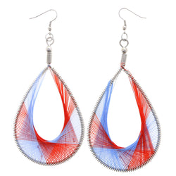 Mi Amore String Art Dangle-Earrings Red/Blue