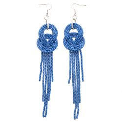 Mi Amore Knot Dangle-Earrings Blue/Silver-Tone