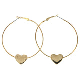 Gold-Tone Metal Heart Hoop-Earrings
