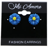 Mi Amore Flower Post-Earrings Blue/Yellow