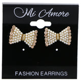 Mi Amore Bow Post-Earrings White/Pink