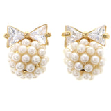 Mi Amore Bow Post-Earrings White/Gold-Tone