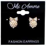 Mi Amore Bow Post-Earrings White/Gold-Tone