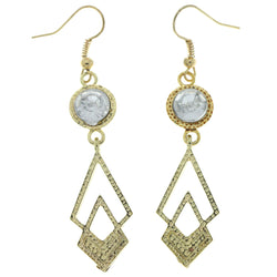 Gold-Tone Metal Dangle-Earrings With Crystal Accents